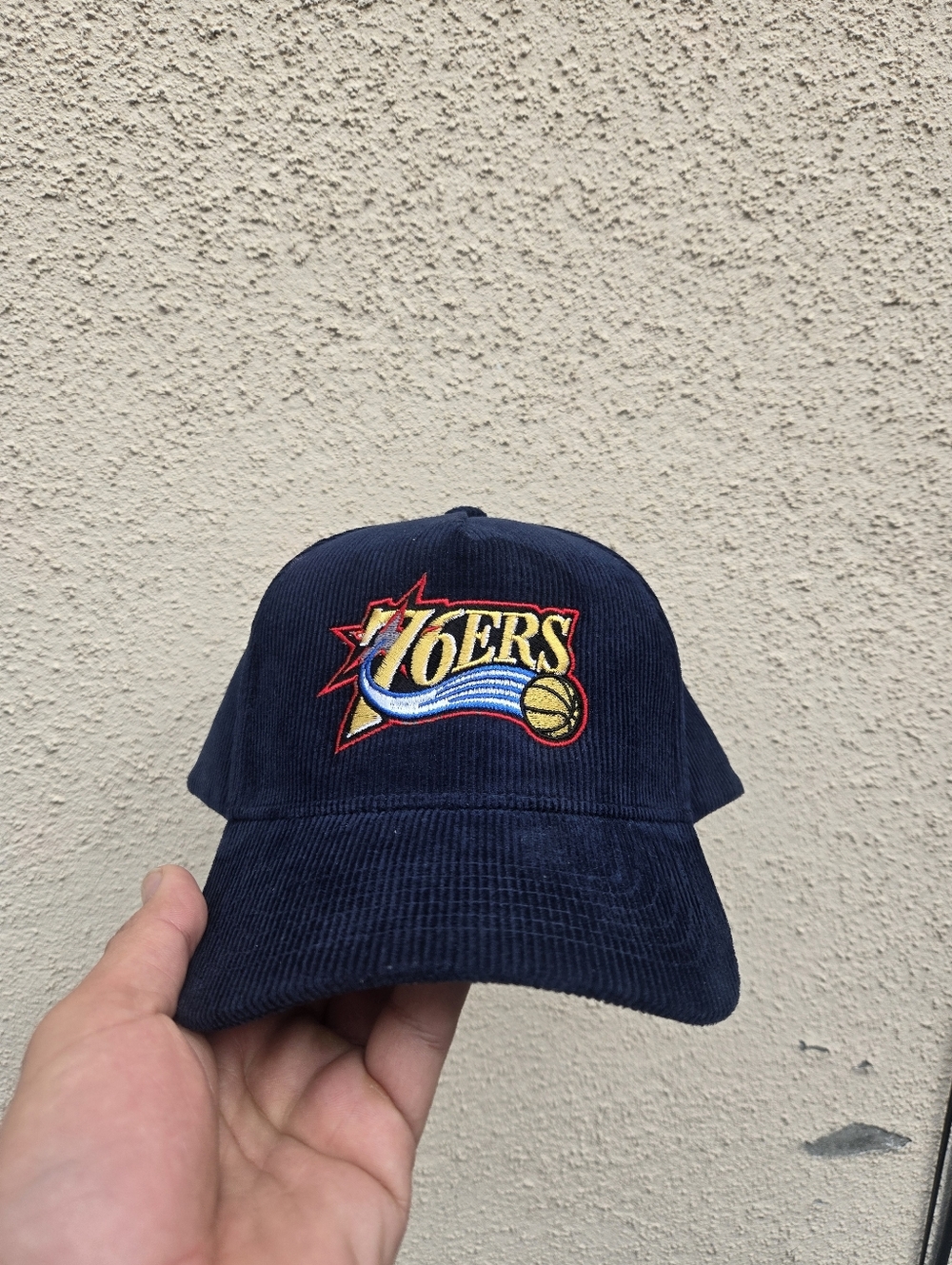 76ers Navy Corduroy Snapback